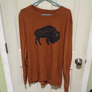 Old Navy Rust Long Sleeve Tee with Buffalo Print